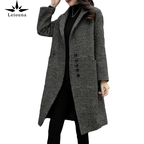 Leiouna Casual Loose Slim Thick Plaid 2022 New Fashion Winter Woolen Coat Female Spring Autumn Woolen Parka Women Woolen Coat ► Photo 1/6