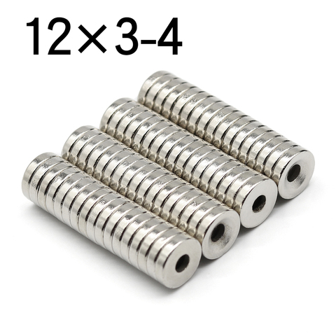 10/20/50 Pcs 12x3-4 Round NdFeB Neodymium Magnet N35 Super Powerful Small imanes Permanent Magnetic Disc 12x3 Hole 4 ► Photo 1/6