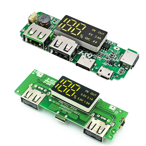 LED Dual USB 5V 2.4A Micro/Type-C USB Mobile Power Bank 18650 Charging Module Lithium Battery Charger Board Circuit Protection ► Photo 1/4