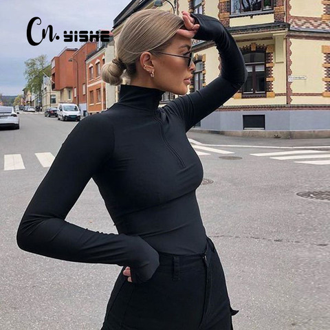 Sexy Jumpsuits for Women Long Sleeve V Neck Zipper Casual One Piece Ribbed  Rompers Bodysuits Outfits for Workout