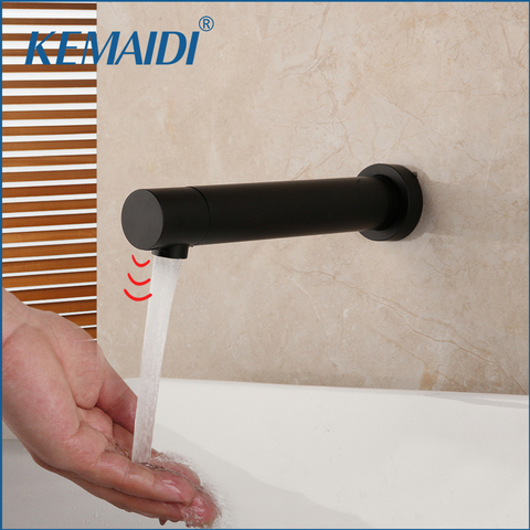 KEMAIDI Matte Black Automatic Touch Free Sensor Bathroom Faucets Single Cold Basin Solid Brass Sink Mixer Tap Faucet Tap ► Photo 1/6