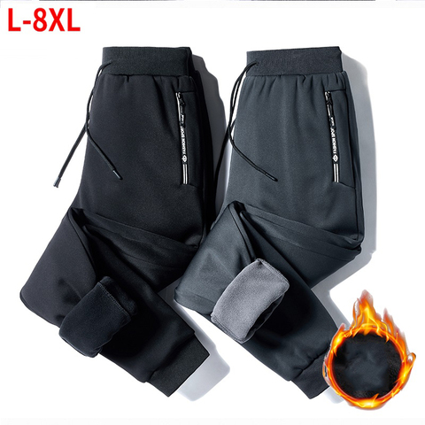 Fleece Jogger Mens Pants Straight Trousers Male Winter Warm Velvet Sweatpants 8XL Tracksuit Thick Joggers Outside Autumn 2022 ► Photo 1/6