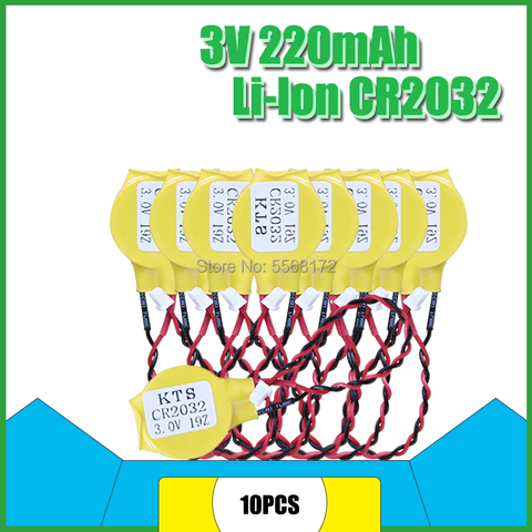 10pcs KTS CR2032 CR2032W 3V Original lithium battery for IBM Computer motherboard Laptop battery with cable Made in Japan ► Photo 1/6