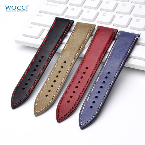 WOCCI 14mm 18mm 20mm 22mm Nubuck Italian Leather Watch Strap Bracelet Replacement Watchband for Women Men Stainless Steel Buckle ► Photo 1/6