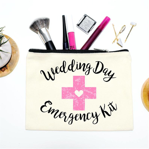 Wedding day Emergency Kit Makeup Cosmetic Bag Bridal Shower bachelorette hen Party bride to be Bridesmaid gift decoration favor ► Photo 1/3