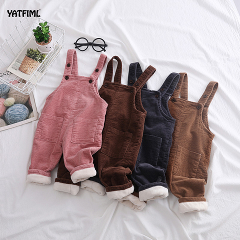 YATFIML Children Kids Overalls Pants Boys Girls Pocket Corduroy Thick Casual Overalls Jumpsuits Baby Clothing  Overalls 0-3Y ► Photo 1/5