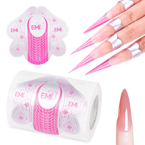 10pcs/100pcs Pink butterfly Design Nail Dual Form Sticker Acrylic UV Gel Tips Forms for extension Guide Stencil Manicure Tool ► Photo 1/5