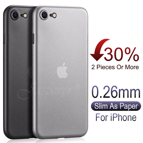 0.26mm Ultra Thin Full Cover Case For Iphone SE 2 2022 11 Pro XS Max XR X Transparent Matte Hard Case For Iphone 7 8 6S 6 Plus S ► Photo 1/6