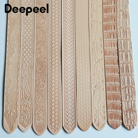 Deepeel 1pc 3.8cm*110\120cm First Layer Cowhide Embossed Belt with Pin Buckle Band DIY Handmade Crafts Leather Belts Accessories ► Photo 1/6