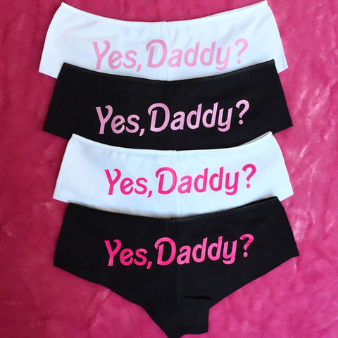 Women Panties Funny Briefs Women Yes Daddy? Letter Print Underpants Seamless Lingerie Briefs Knickers Underwear Cotton Panties ► Photo 1/4