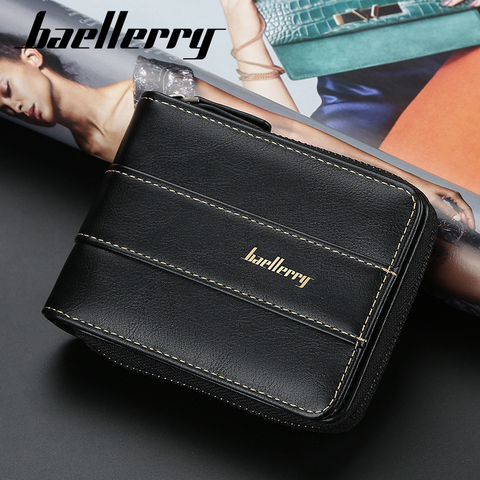 Casual Style Zipper Men Wallets vintage Card Holder Male purse Synthetic Leather Wallet Man Purse Coin Purse Men's Carteira ► Photo 1/6