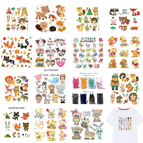 Cartoon Animals Iron On Patches Hot Transfer Pyrography Sticker Badges DIY Boy Girl Stripes Clothes Patch Stickers Appliques E ► Photo 1/6