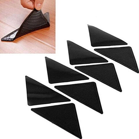 4Pcs Anti Skid Rug Carpet Mat Non Slip Grip Small Corners Triangular Pad Washable Removable Strong Adhesive Stopper Tape Sticker ► Photo 1/6
