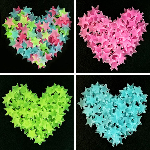 Special Price! 50pcs 3D Stars In Dark Glowing Fluorescent Lamp on Living Room Wall Plastic Sticker Home Decor for Kids Room ► Photo 1/6
