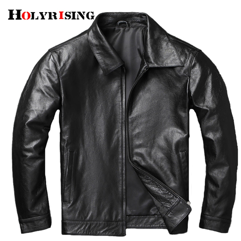 100% Genuine Leather Male Cow Leather Soft Motorcycle Jacket Men Turn Collar Coats Man 6xl Vintage Black clothing Cowhide 19434 ► Photo 1/6
