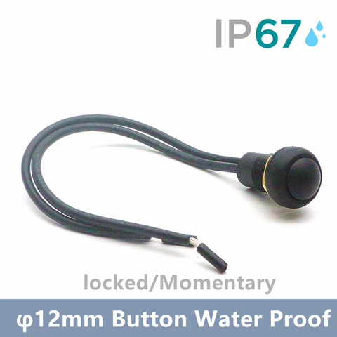 Water proof push button switch/with 160mm wire/ φ12mm/Momentary/lock/IP67 CE FC RoHS/yacht switch ► Photo 1/6