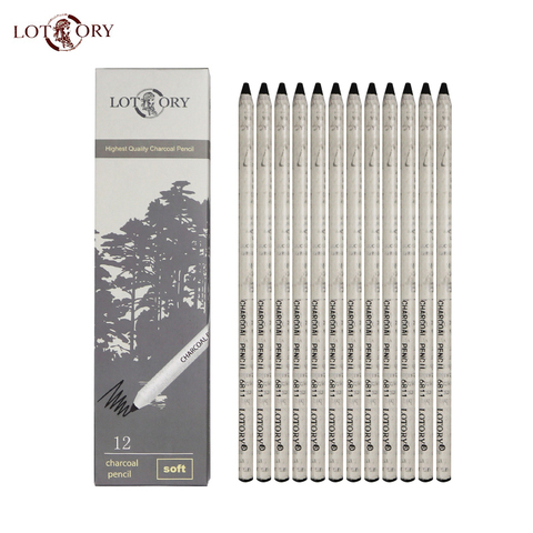 LOTORY 6811 Charcoal Pencils 12pcs Sketch Carbon Pens Soft Hand Tear Line Carbon Pen Drawing Tool Painting Supplies Stationery ► Photo 1/6