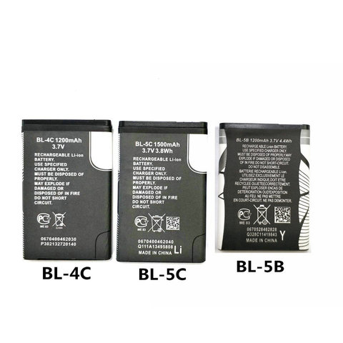 2 X Phone Battery BL-4C BL-5C BL-5B For Nokia 6100 6300 6260 6136S 2630 5070 C2-01 Lithium BL 4C BL 5C BL5C 1500mAh Batteries ► Photo 1/6