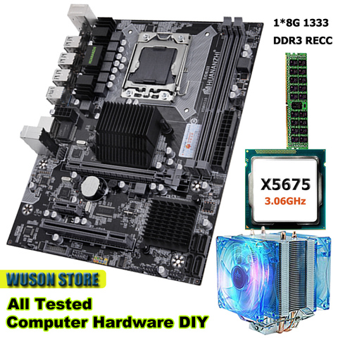 Recommended brand motherboard HUANAN ZHI X58 LGA1366 motherboard with processor Intel Xeon X5675 3.06GHz 8G DDR3 REG ECC memory ► Photo 1/6