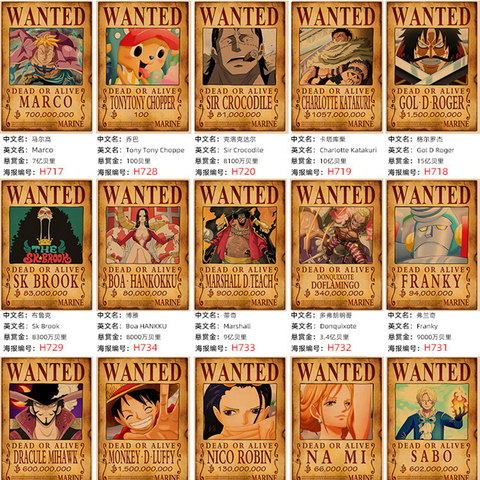 Buy Online 51 5x36cm 10pieces Wholesale Price Home Decorx Wall Anime Stickers Vintage Pape One Piece Wanted Posters Luffy Chopper Wanted Alitools