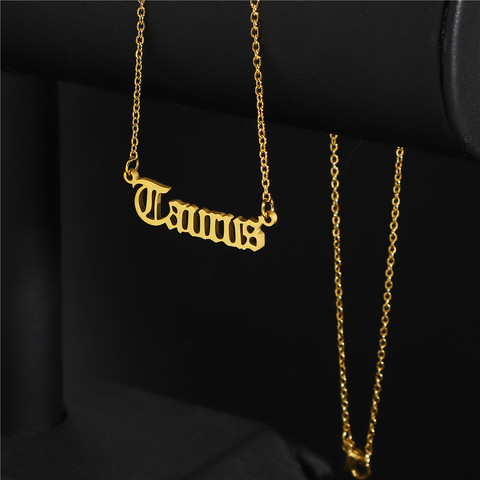 12 Zodiac Necklace Constellation Pendant Iced Out Rhinestone link Chain Stainless Steel jewelry horoscope jewelry for women ► Photo 1/6