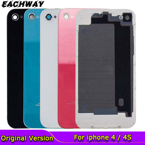 Tested 100% Back Cover Black White Case For iphone 4 S 4G 4S Rear Glass Battery Door Housing Replacement Parts 4 Back Cover ► Photo 1/1