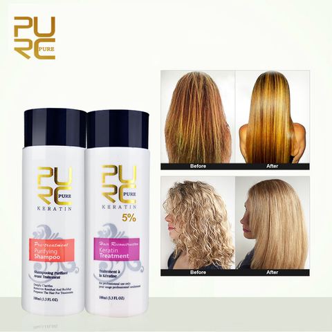 Purc Straightening Hair Repair And Straighten Damage Hair Products Brazilian Keratin Treatment + Purifying Shampoo Hair Care Set ► Photo 1/6