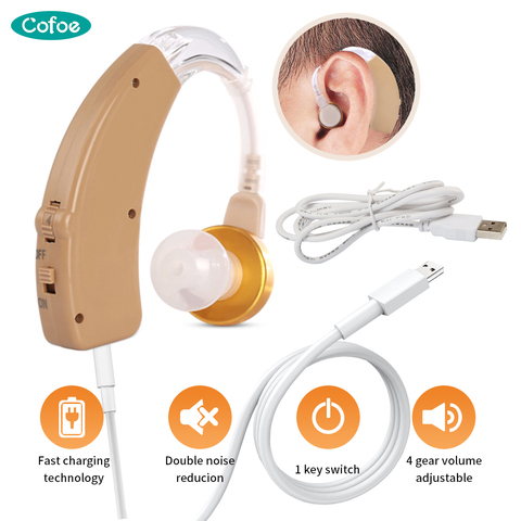 Cofoe BTE Hearing Aids Rechargeable Mini Volume Adjustable Hearing Aid Wireless Sound Amplifier For the Hearing Loss Elderly ► Photo 1/6