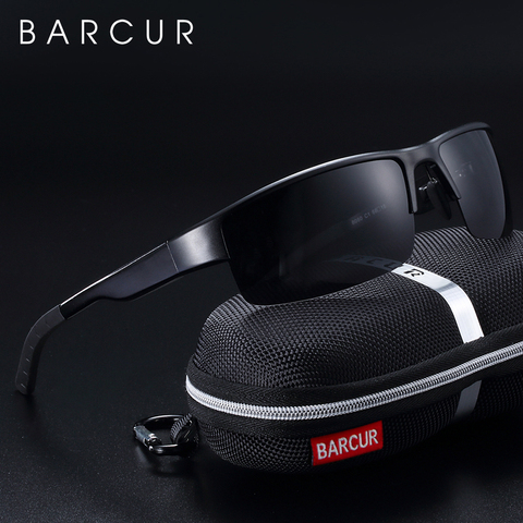 BARCUR Semi Rimless Polarized Aluminium Magnesium Sunglasses Sport Sun glasses Male Female Oculos Gafas De Sol ► Photo 1/6