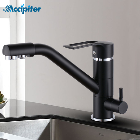 Kitchen Faucet black brushed 360 rotation kitchen sink faucet with filtered water mixer taps faucet kitchen sink tap ► Photo 1/6