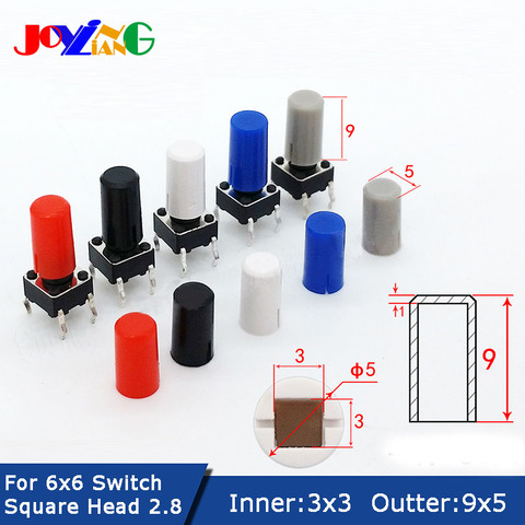 JOYING LIANG 5*9 Key Cap Round Square Inner Diameter 3x3 Switch Cap Fits 6*6  Head Touch Switch Outer Diameter 5x9 ► Photo 1/2