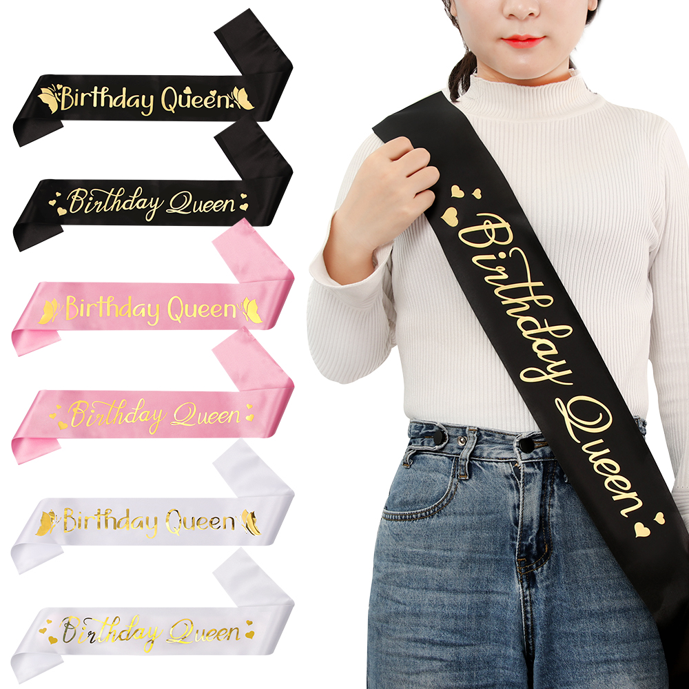 Details about   Gifts Happy Birthday Glitter Satin Sash Shoulder Girdle Ribbons Birthday Queen 