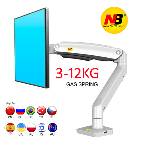 NEW F100A Gas Spring Arm 22-35 inch Screen Monitor Holder 360 Rotate Tilt Swivel Desktop Monitor Mount Arm 2-13kg USB3.0 Ports ► Photo 1/6