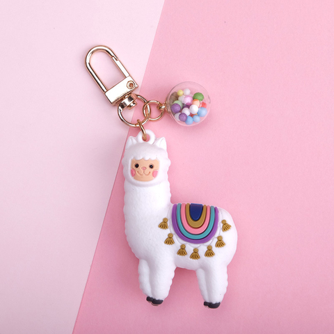 Cute Alpaca Keychain Korean Fashion Heart Ball Pendant Creative Cartoon Epoxy Alpaca Keychains For Women Bag Gifts Fashion ► Photo 1/6