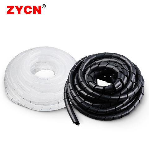Cable Sleeve Winding Pipe Spiral Wrapping White/Black Wire Organizer Sheath Tube PE 4-30MM Plastic Tape Management Protector ► Photo 1/6