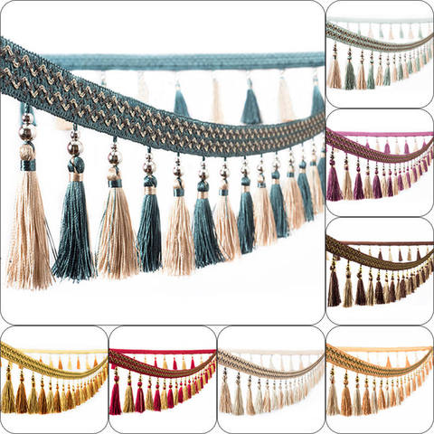 1M Curtain Tassel Beaded Fringe Sewing Trim Braid Boho Upholstery DIY Luxury ► Photo 1/6
