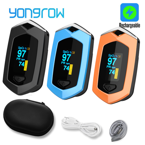 Yongrow Medical Rechargeable Digital Fingertip pulse Oximeter Blood Oxygen Saturation Meter Finger SPO2 PR Monitor oximetro ► Photo 1/6