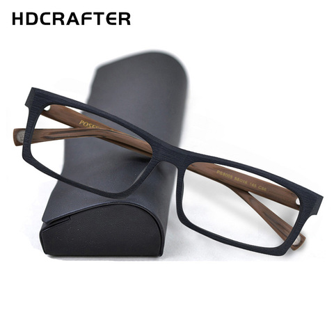 HDCRAFTER Glasses Frame Wood Optical Prescription Men Square Eyewear Male  Spectacles Eyeglasses Frames Gafas Oculos 2022 ► Photo 1/6
