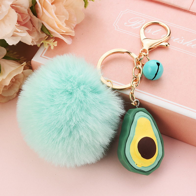 Cute Monster Pom Pom Ball Fluffy Ball Keychain Keyring Key Chain Ring Bag  Charm