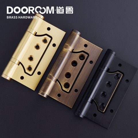 1Piece DOOROOM Brass Door Hinges Free Slot Smoothly Thickening Mute Child Hinges 4 Inch ► Photo 1/6