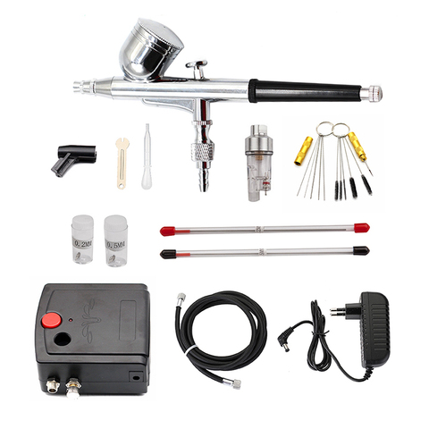 Dual-Action Spray Gun Airbrush with Compressor 0.3mm Airbrush Kit for Nail Airbrush for Model/Cake/Car Painting ► Photo 1/6