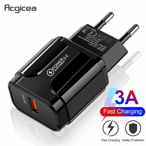 EU US USB Phone Charger Quick Charge 3.0 Fast Charging For Power Bank For Samsung S9 Huawei Phone tablet 5V 3A Universal Charger ► Photo 1/6