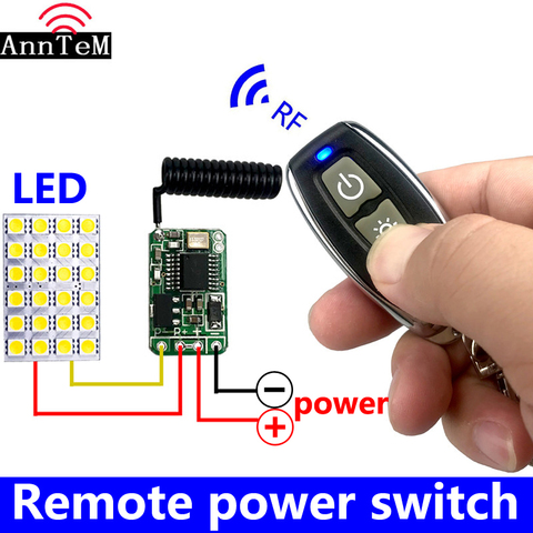 433mhz RF DC 3.7V 4.5V 6v 12V Battery Power Mini Wireless Remote Control Switch LED Lamp Controller Micro Receiver Transmitter ► Photo 1/6