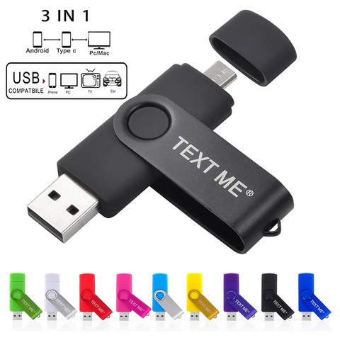 TEXT ME Usb flash drives OTG pen drive 3 IN 1 Type C pendrive usb stick 4gb 8gb 16gb 32gb 64gb usb2.0 OTG usb ► Photo 1/6