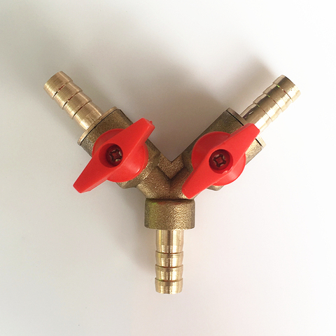 1 Piece 8mm 10mm Y shape 3 Way Small Brass Ball Valves Plastic Water Hose Tube 3-Way Shut Off Ball Valves ► Photo 1/6