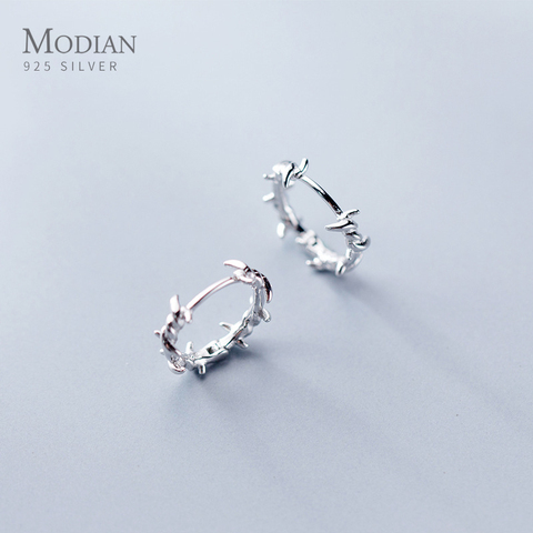 Modian Top Quality Charm Branch Jewelry Classic Fashion 100% 925 Sterling Silver Tree Leaf Hoop Earrings For Women Anniversary ► Photo 1/5