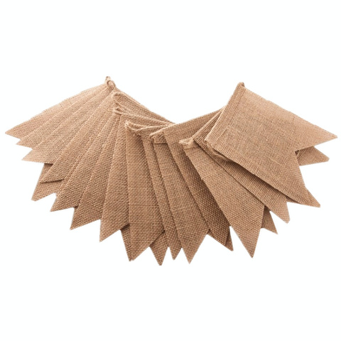 15pcs/set Jute Burlap Flags Wedding Pennant Banner Birthday Party Linen Pennant Home Decor event supplies 5BB5792 ► Photo 1/5