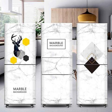 Wholesale Nordic ins 3D Self Adhesive Film Door Vinyl Kitchen Fridge Cover Stickers Refrigerator Freeze Cover Wallpaper Pvc ► Photo 1/6