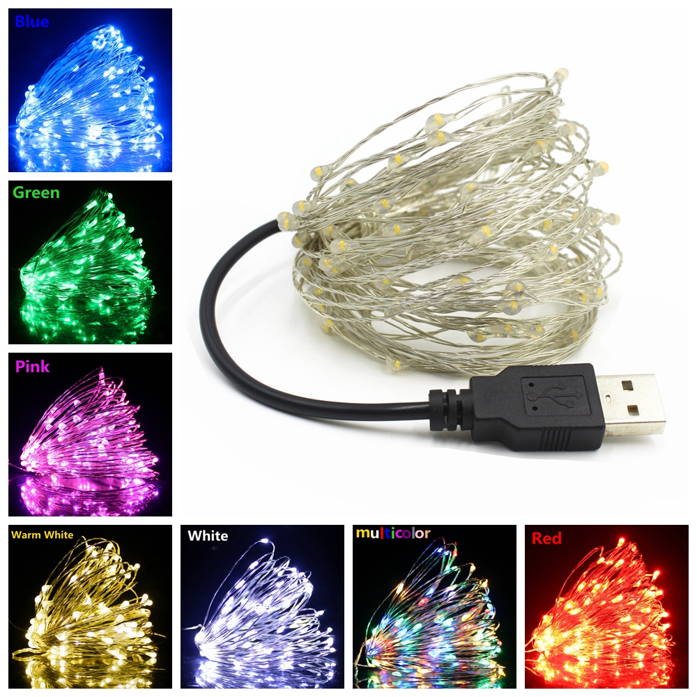 5M/10M USB LED Copper Wire String Fairy Light Strip Lamp Party Decor Waterproof 