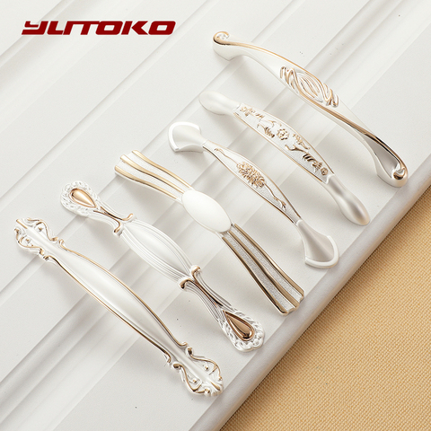 YUTOKO Zinc Aolly White Cabinet Handles Kitchen Cupboard Door Pulls Drawer Knobs European Fashion Furniture Handle Hardware ► Photo 1/6